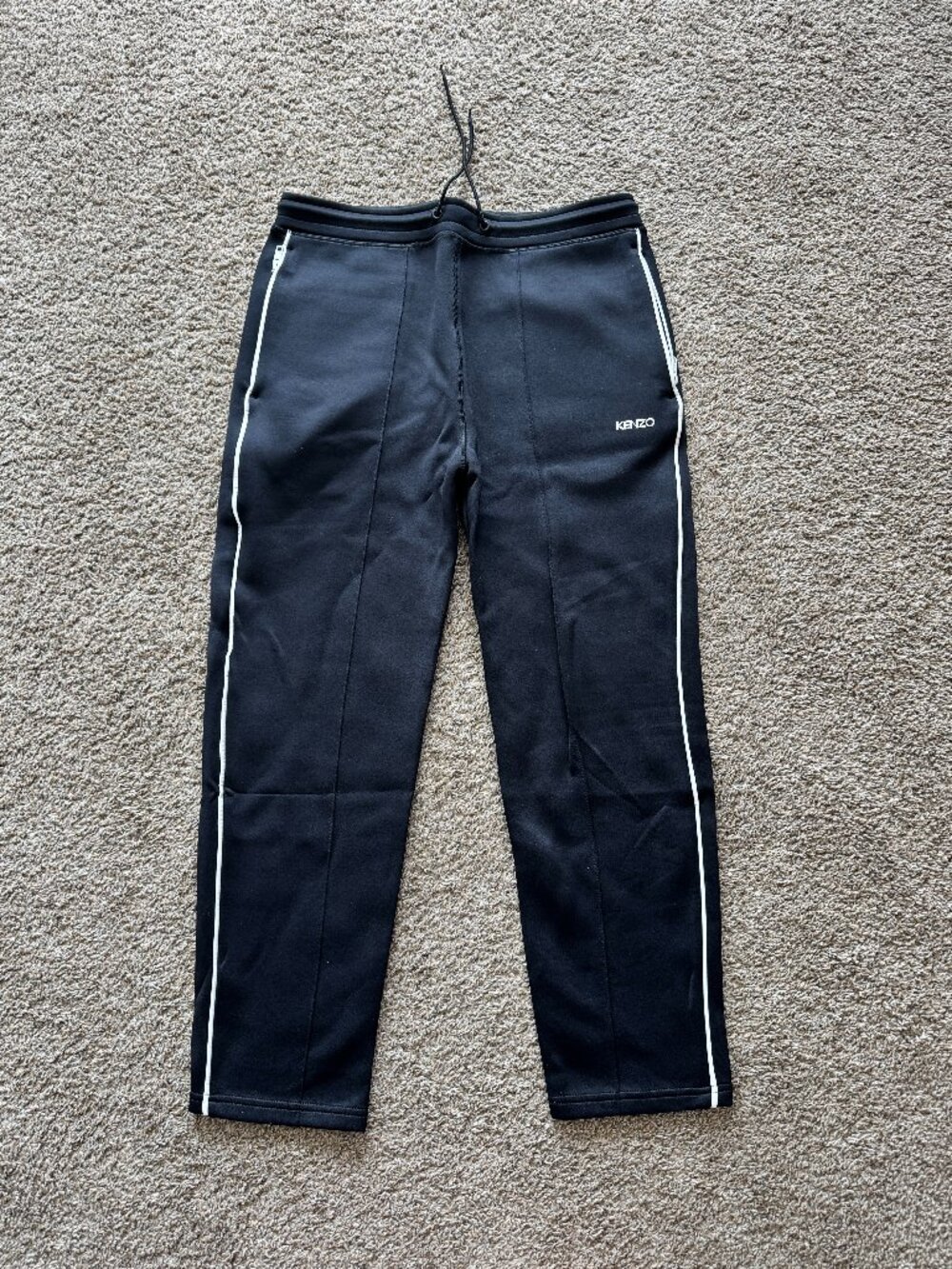 KENZO‎ Men's Track Pants Side Stripe Size Medium Black White